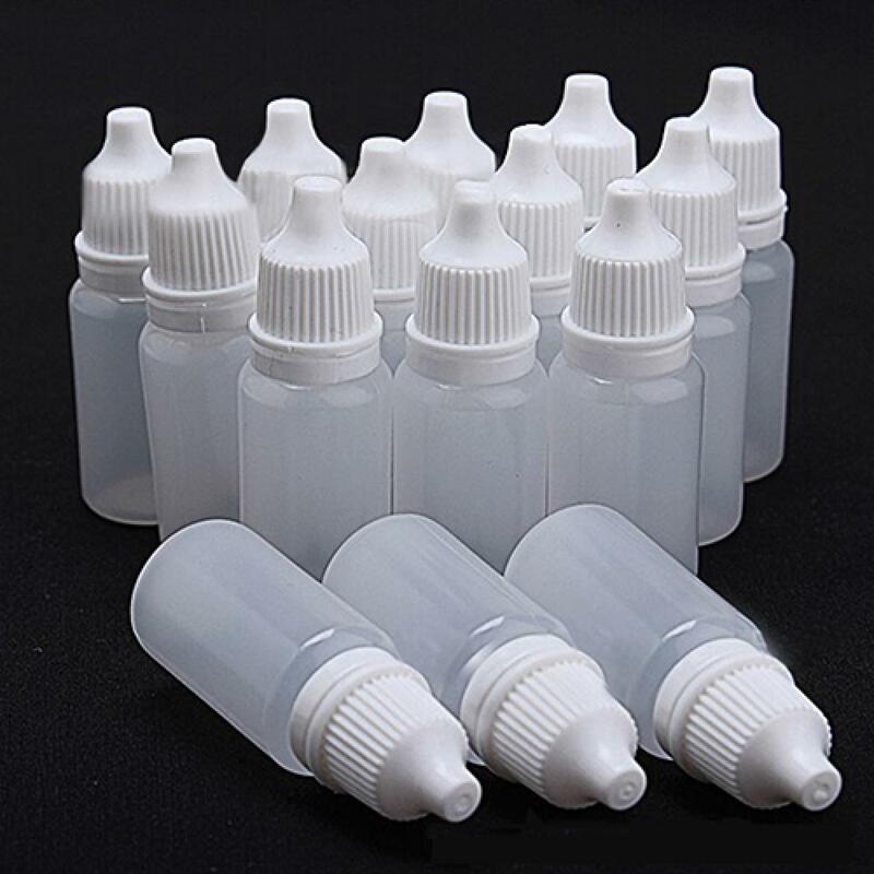 Garrafas vazias conta-gotas squeezable plásticas, garrafas recarregáveis, olho líquido, 5ml, 10ml, 15ml, 20ml, 30ml, 50ml, 100ml, 5pcs