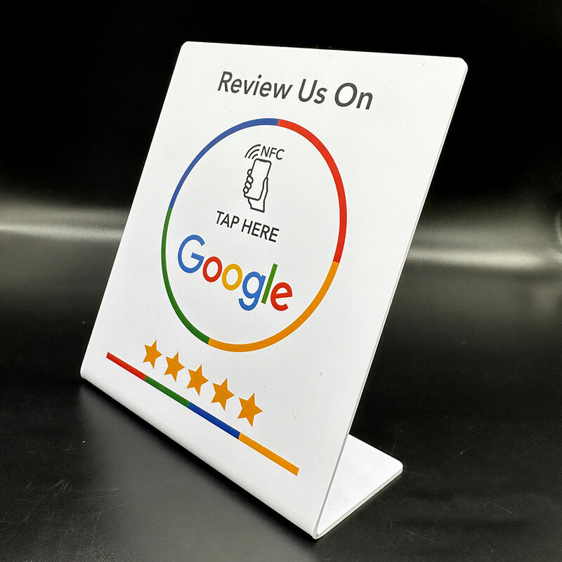 NFC 13.56MHz Google Review NFC Stand Display Table Display NFC Tap Card Stand Reivew us on Google NT/AG215 504bytes NFC Stand