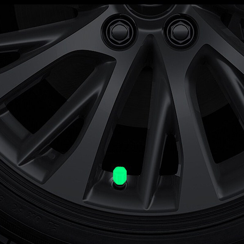 4pcs Universal Luminous Valve Cap Plastic ABS Dust-proof Decorative Tires Accessory Tyre Stem Covers Applicable Car Motorcycle