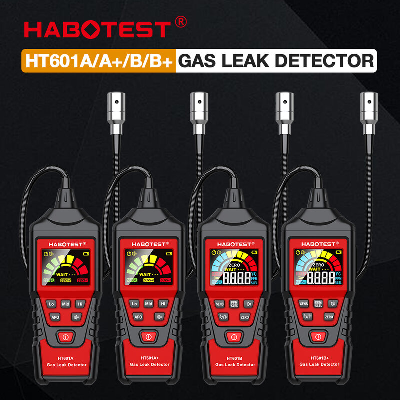 Hubotest ht601天然ガス検知器可燃性ガス漏れ検知器は、上半身のプロパン音とスクリーンアラームのソースを特定します