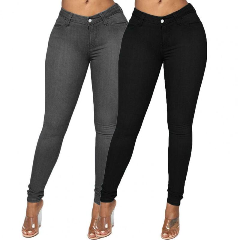 Calça jeans lápis feminina, shaping, levantamento de bumbum, jeans skinny, bolsos da cintura média, jeans feminino para uso diário, moda