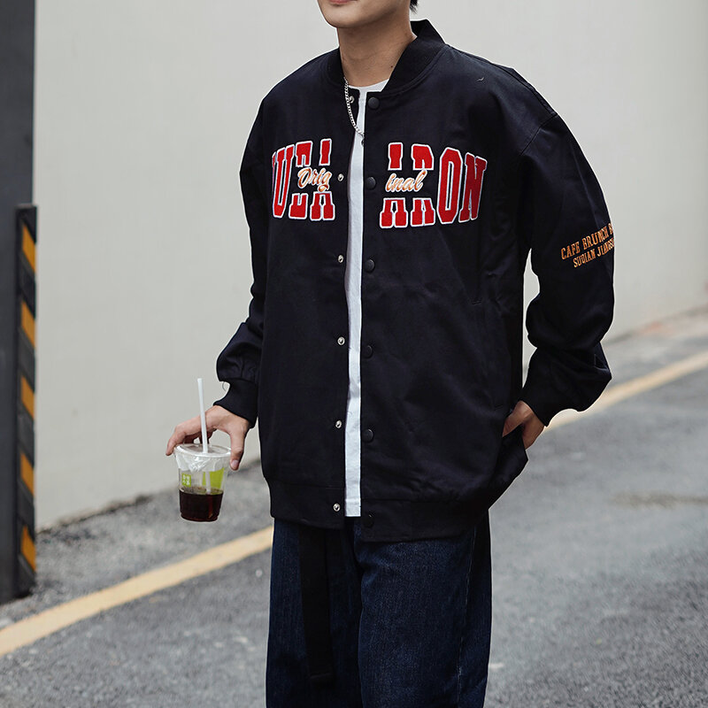Chaqueta Bomber de algodón para hombres, ropa de calle estilo universitario, Hip Hop, con estampado de letras, estilo Harajuku, Patchwork, 2022