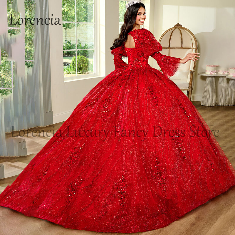 Messicano rosso 2024 abito Quinceanera dolce 16 abito da ballo fiori 3D fiocco completo Applique corsetto di perline abiti formali De 15 aecos