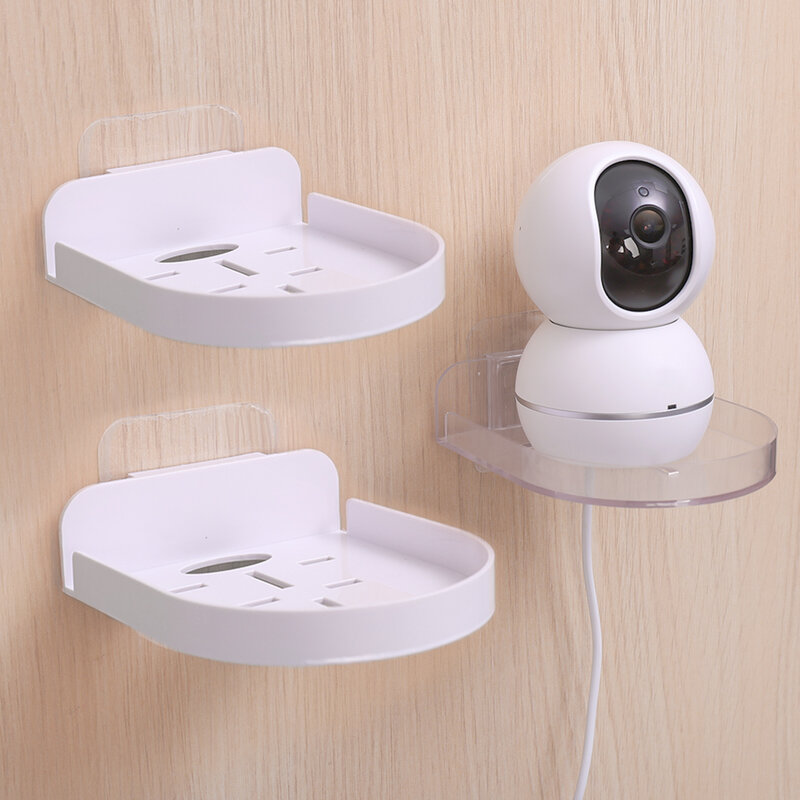 Mini Wall Shelf Plastic Small Camera Rack Non-Drilling Wall-Mount Security Cameras Support Phone Wifi Router Monitors Holder