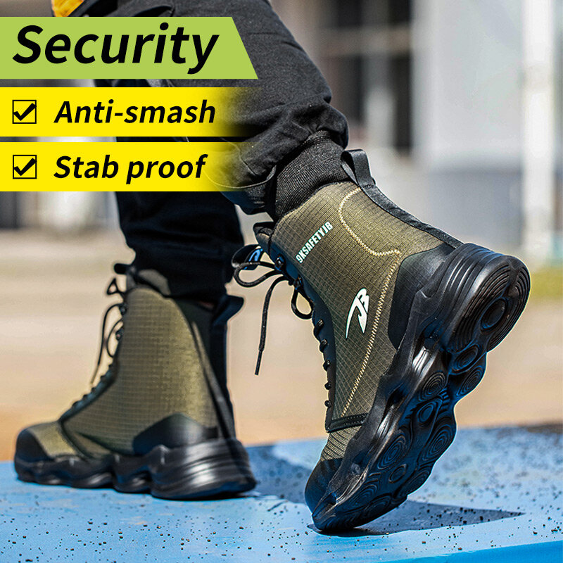 2024 neue Sicherheits schuhe Männer Stiefel High Top Arbeit Turnschuhe Stahl Zehen kappe Anti-Smash pannen sichere Arbeits stiefel unzerstörbare Schuhe