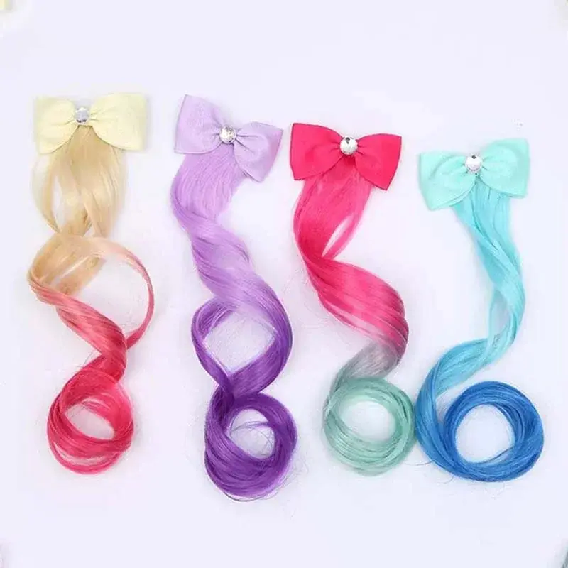 Cute Children Gradient Bow Hair Clips copricapo coda di cavallo corde per capelli neonate nuova parrucca colorata Pigtail elastico per bambini copricapo