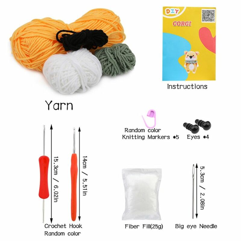 Tricô Starter Kit para iniciantes, DIY Crochet Tool Set, fio fácil, pingente Dolls, fácil de seguir