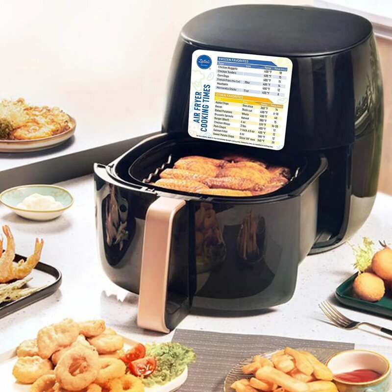 Fritadeira de ar cozinhar tempos chart airfryer folha de fraude magnética folha de ar 2 ímãs folhas de cozinha acessórios de fritadeira de ar