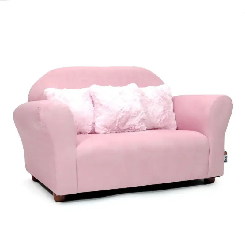 Pluszowa Sofa dla dzieci z poduszkami akcentującymi-różowa