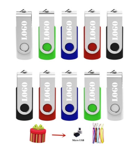 10er Pack drehen USB-Flash-Laufwerke Metall wasserdicht USB-Stick 256GB 128GB Silber 64GB 32GB 16GB Memoria USB 2,0 Stick benutzer definierte Logo