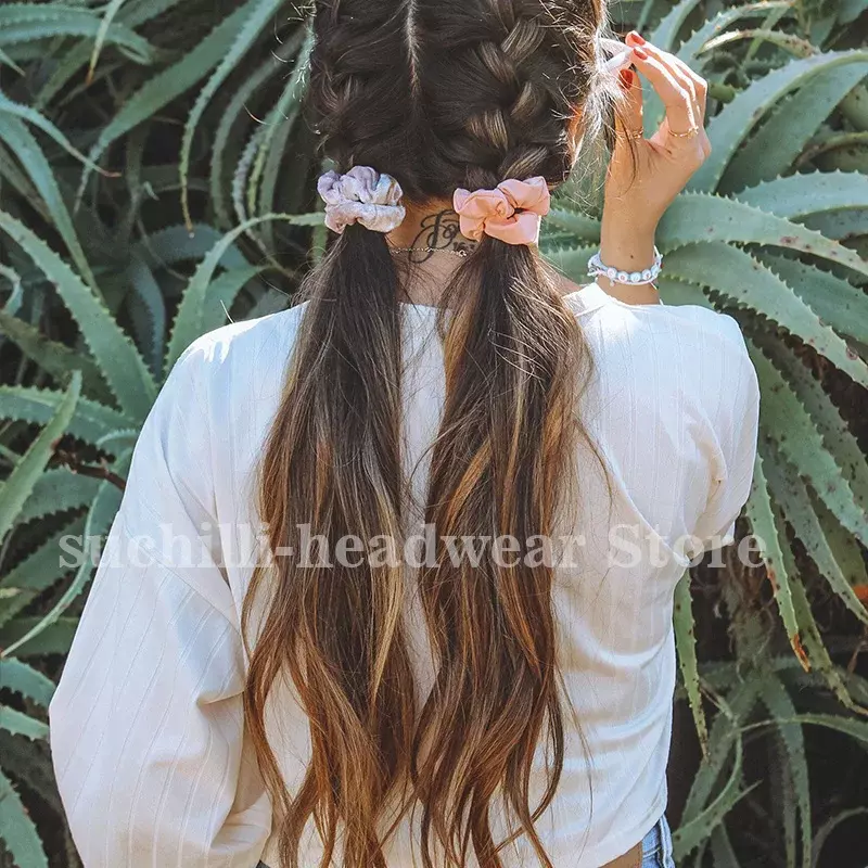 Chouchous à imprimé floral pour femmes et filles, élastiques à cheveux mignons, bande de sauna, accessoires pour cheveux, 5/10 pièces/ensemble