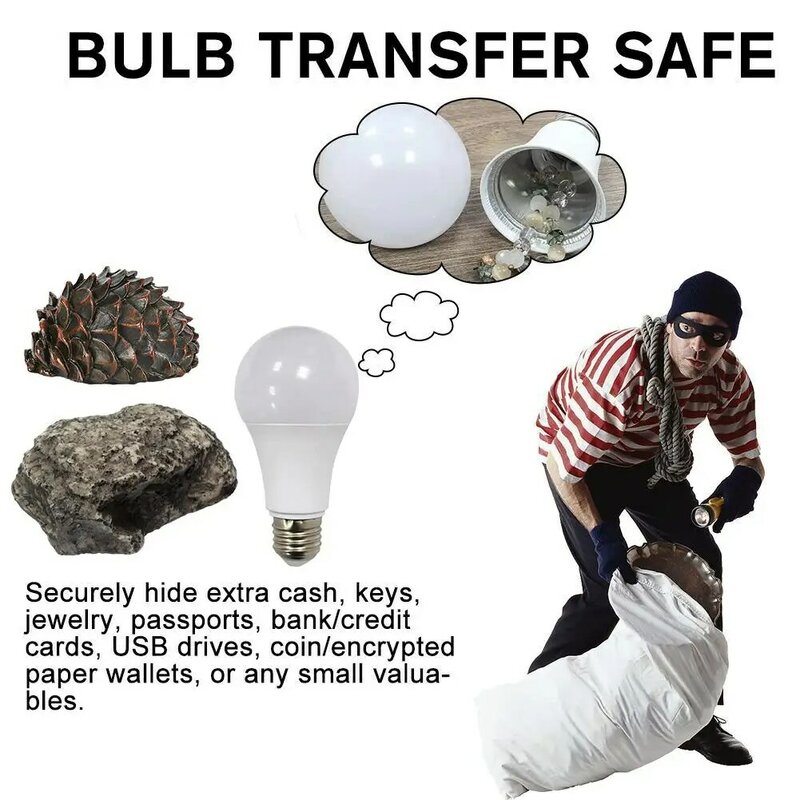 Secret Light Bulb Home Diversion Stash Can, escondido armazenamento secreto, recipiente seguro, compartimento escondido, quadril, caixa de dinheiro privada