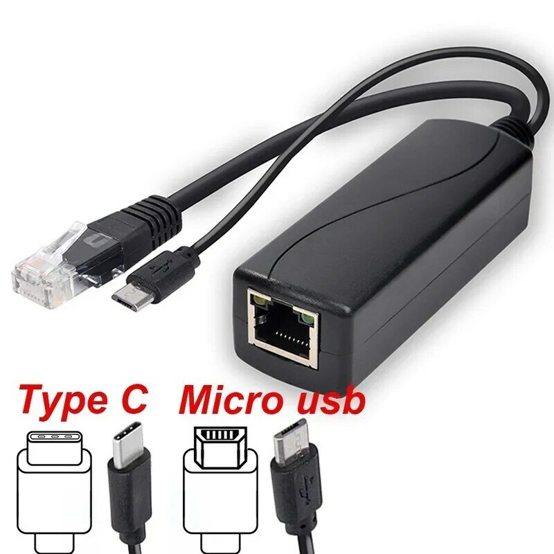 Разветвитель PoE 5 в POE usb tpye-C, питание от сети Ethernet, от 48 В до 5 В, стандартный разъем Micro USB tpye-C для Raspberry Pi