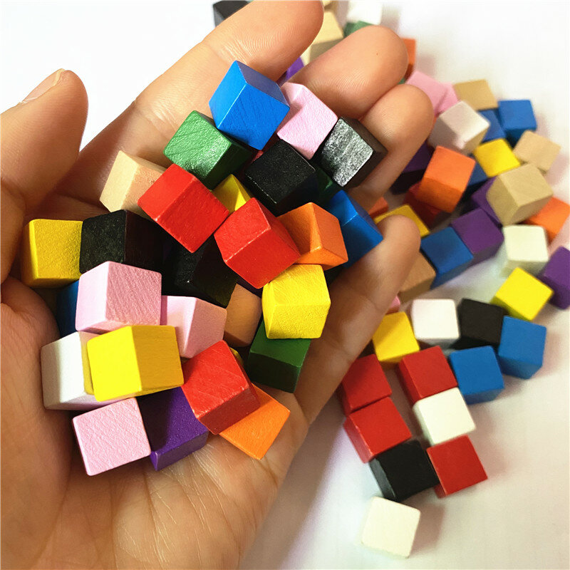 Lot de cubes de dés colorés en bois de 10mm, pièces explorez ecs à angle droit pour jeton, puzzle, jeux de société, éducation précoce, livraison gratuite, 50 pièces