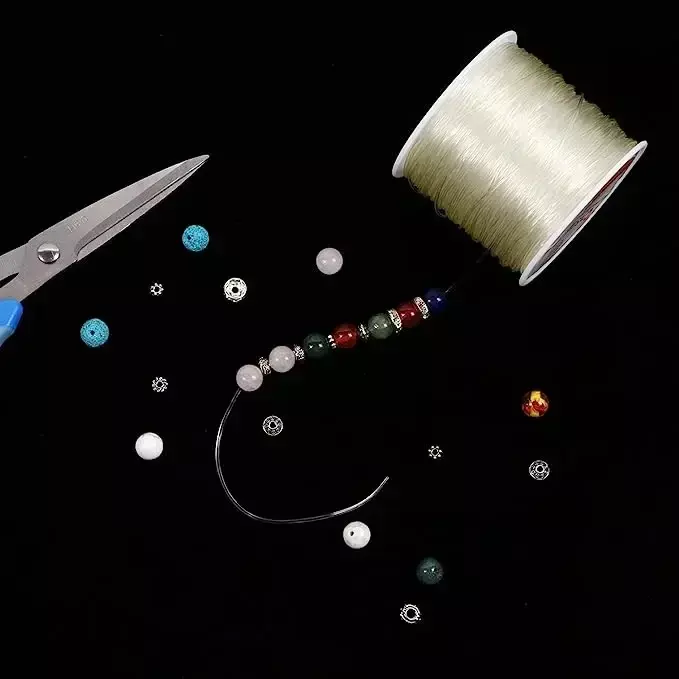 Cordón elástico de fibra para fabricación de joyas, cuerda elástica de 0,4-1,0mm para abalorios, pulseras de cuentas de poni