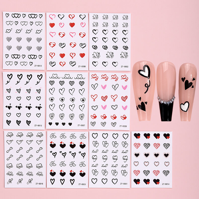 Beauty Sticker Nagel liefert klassische Herz Stil Nagel Deacl Aufkleber selbst klebende Maniküre Dekorationen für DIY Nägel