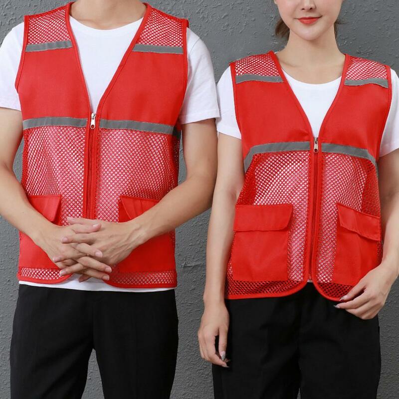 Reflective Safety Vest Volunteer Work Vest Unisex Outdoor Waistcoat Men Women Summer Mesh Vest Coat Running Cycling Sports Vests