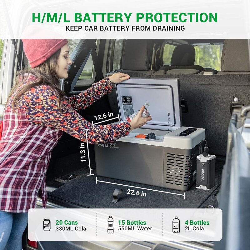 Frigorifero portatile per auto, frigorifero 12V 18L congelatore portatile con compressore 100-240V AC, frigorifero portatile