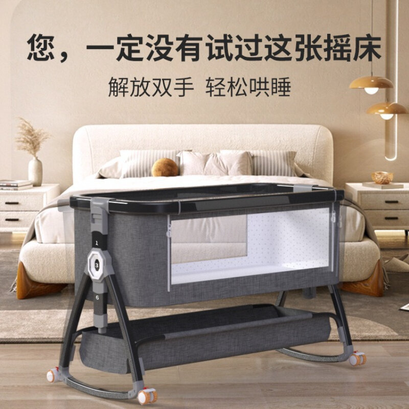 Przenośne łóżeczko z kołyską składane wielofunkcyjne łóżko ze stopu aluminium składane łoże małżeńskie do łączenia noworodków