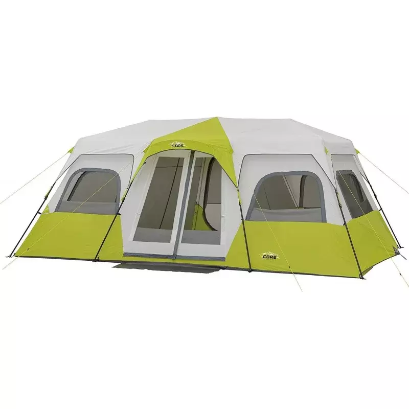 CORE 12 Person Instant Cabin Tent | 3 Room Huge Tent for Family with Storage Pockets for Camping Accessories | Portable Large Po