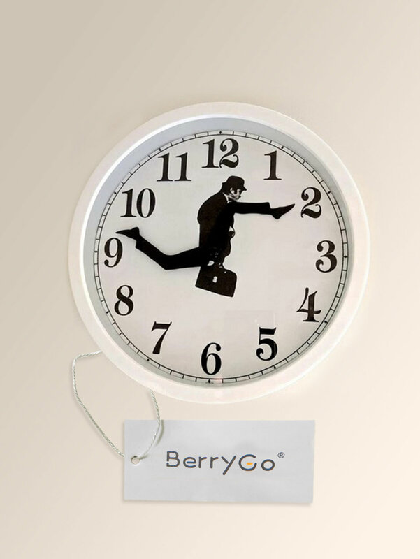 Berrygo Ministry Of Silly Walk Wall Clock Comedian Home Decor Novelty Wall Watch Funny Walking Silent Mute clocks
