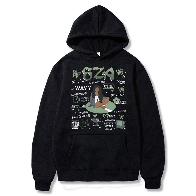 Rapper SZA Ctrl-Sudadera con capucha para hombre y mujer, ropa de calle Vintage de gran tamaño, informal, holgada, Y2k, de algodón, estilo Hip Hop