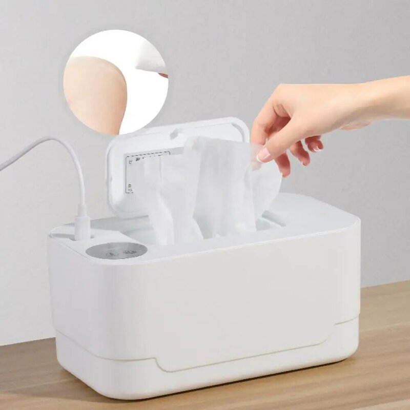 Wet Wipes Heater Usb Powered Baby Wipe Warmer with Adjustable Temperature Capacity Wet Tissue Dispenser Portable for On-the-go