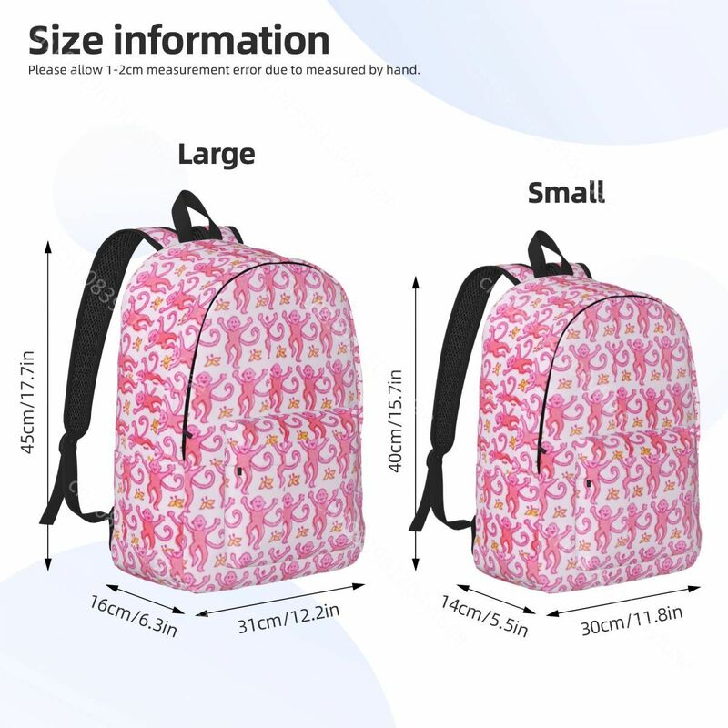 Pink Preppy Monkeys Backpack Animal Outdoor Style Backpacks Student Designer Print School Bags Cool Rucksack Christmas Gift