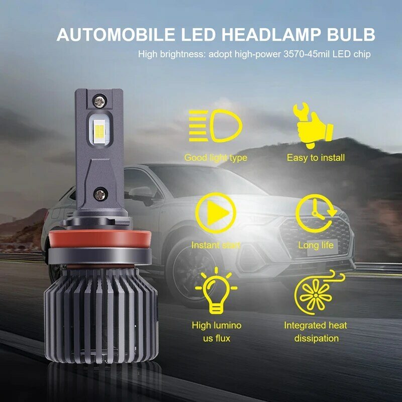 Bombilla LED para faro delantero de coche, lámpara antiniebla blanca, 300W, 30000LM, 9005, 9006, H7, H11, 6000K, P9