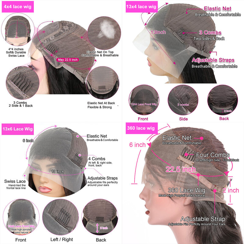 Peluca de cabello humano con ondas profundas para mujer, 200 de densidad, 36 pulgadas, 13x4, encaje transparente, Bling, Remy, 100%