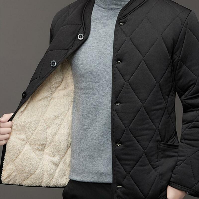 Jednorzędowa męska odzież wierzchnia pogrubiona bawełniana kurtka z pikowana płaszcz z podszewką dla mężczyzn ciepła zimowa odzież wierzchnia