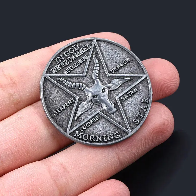 Lúcifer Morning Star Satanic Pentecostal Coin Cosplay Costume Props, TV Show Badge, Comemorativa Halloween Metal Acessórios