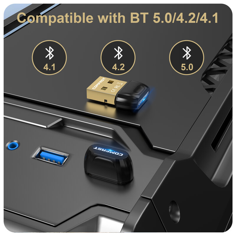Adaptor Bluetooth USB Nirkabel Mini BT 5.0 Dongle Pemancar Penerima Audio Musik untuk Printer Gamepad Laptop Mouse Speaker PC