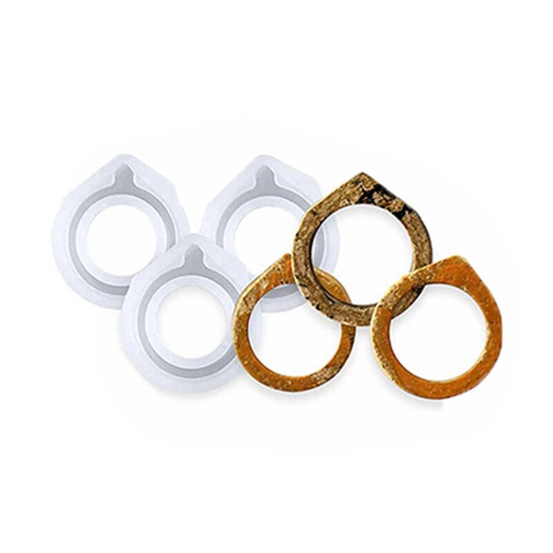 3x molde de fundición de anillos, moldes de joyería circulares de fundición de resina, fabricación de anillos artesanales, 066C