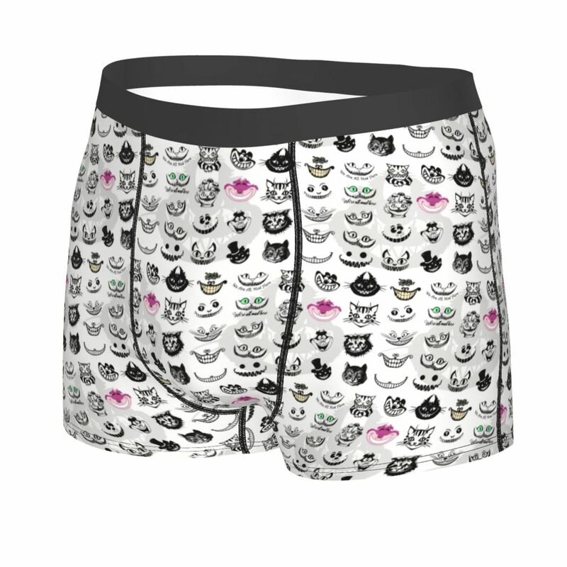 Disney Cheshires Cat Boxer Shorts For Homme 3D Printed We're All Mad Here Underwear Panties Briefs Stretch Underpants