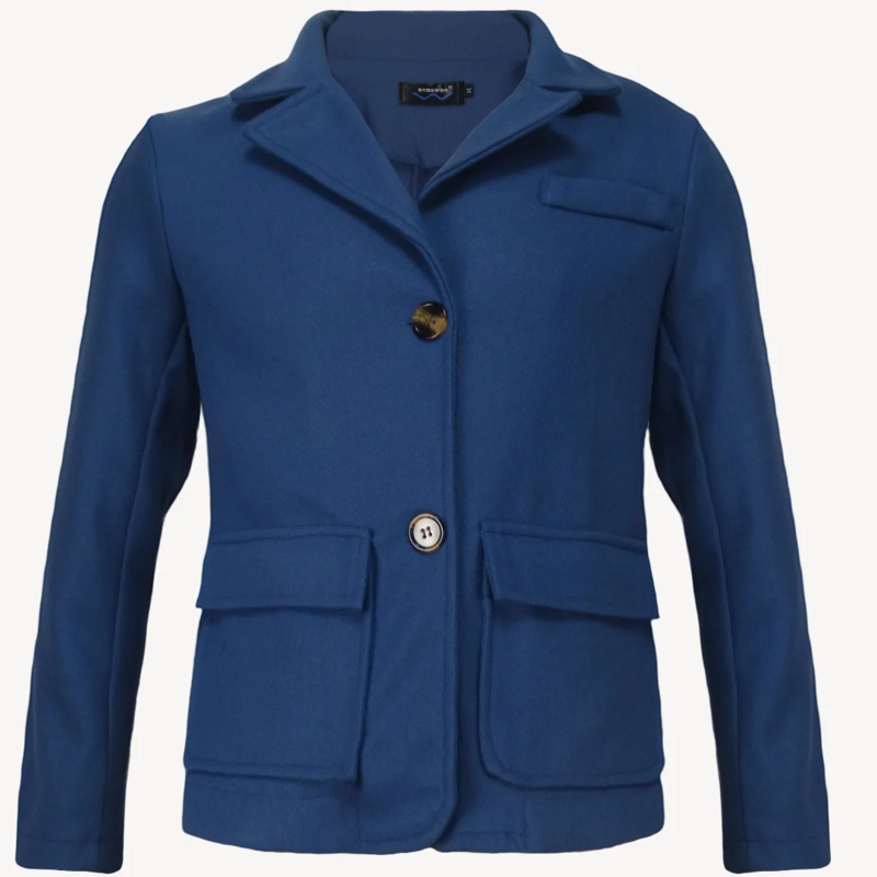Chaqueta de lana para mujer, abrigo holgado de un solo pecho, elegante con solapa y bolsillos, color liso, para Otoño e Invierno