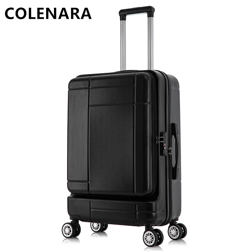 COLENARA New Suitcase Business Trolley Case Front Open Cover Can Store Laptop Boarding Box Girls with Wheels Rolling Luggage