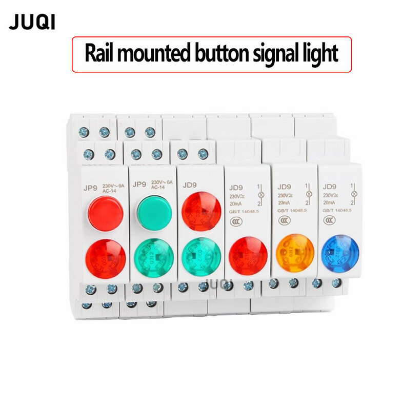 Luz indicadora do tipo trilho de travamento automático, JP9 com luz de sinal LED, AC-DC, 24V, 230V, C45, novo, 2023, 1pc