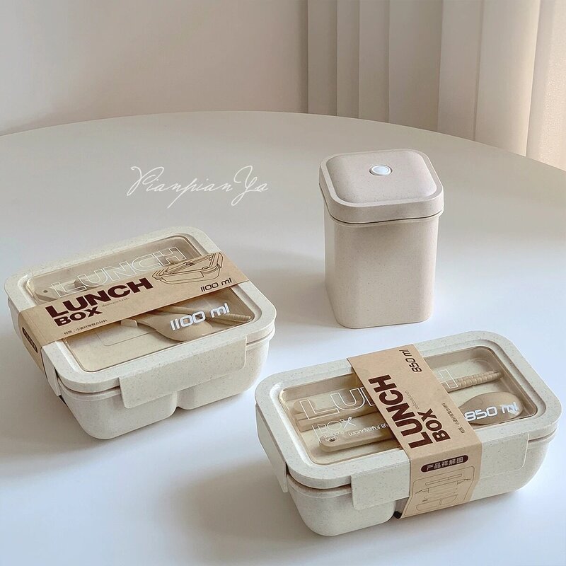 Scatola per il pranzo in paglia di grano scatole per Bento sane senza BPA stoviglie per microonde contenitore per la conservazione degli alimenti tazza per zuppa scatola per il pranzo per bambini