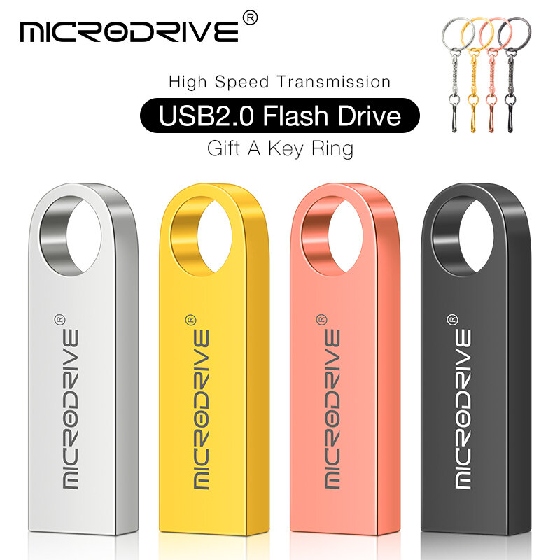 แฟลชไดร์ฟความจำความเร็วสูง8GB 32GB pendrive 128GB 64GB อายไลเนอร์กันน้ำไดรฟ์ USB 2.0แท่งโลหะคีย์โลโก้ที่กำหนดเอง