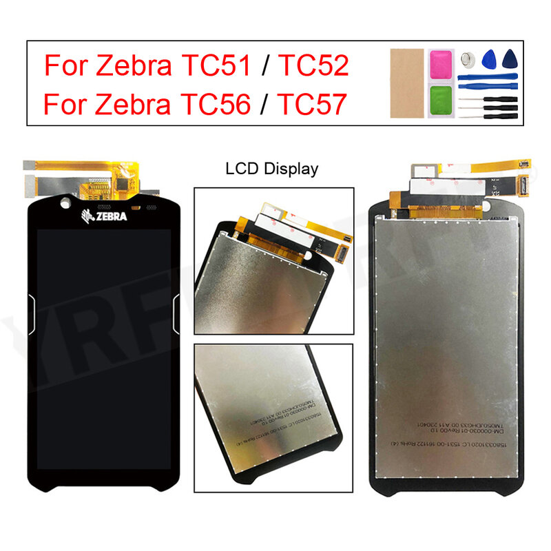 Montaż digitizera ekranu dotykowego dla Zebra TC51 TC510K TC56 TC56dj TC57 TC52 wyświetlacz LCD, części wymiana ekranu LCD