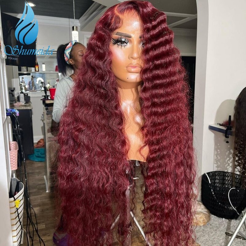 Парик Shumeida темно-Красного цвета 13x 6 на сетке спереди с предварительно выщипанной линией волос, бразильские волосы Remy 5x5, парик с детскими волосами