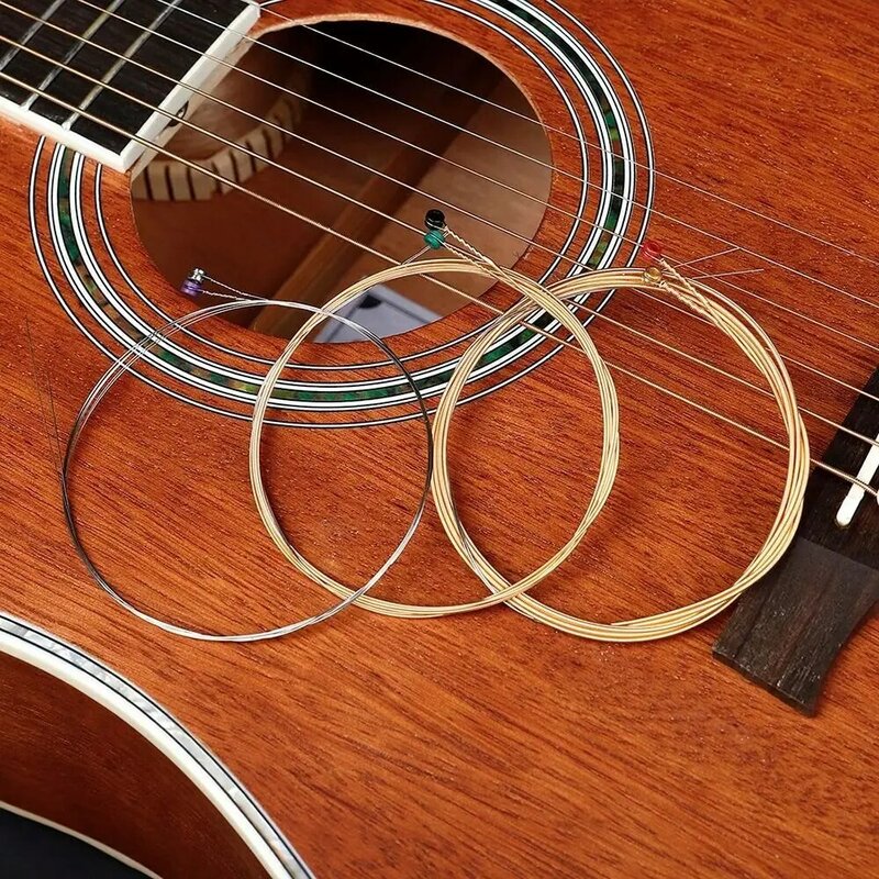 Senar gitar rakyat perunggu Premium, senar gitar akustik inti baja heksagonal ditingkatkan, senar gitar Universal 6 buah/set
