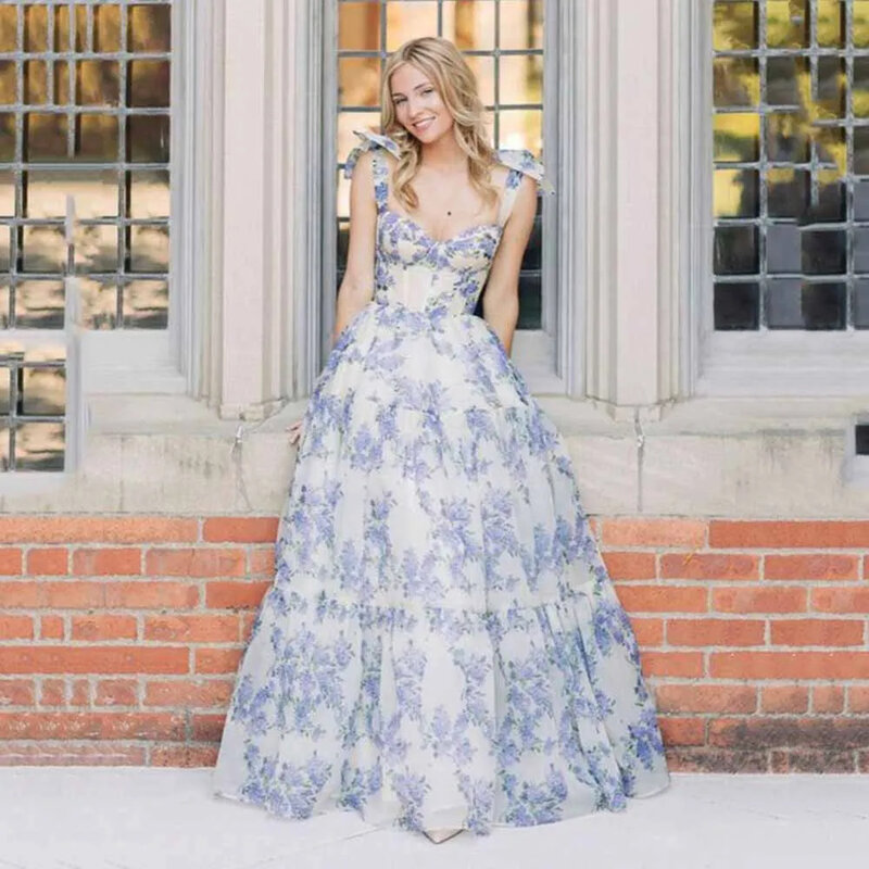 Sansa gaun Prom selempang bahu سرporcelain putih dan biru muda manis 2023