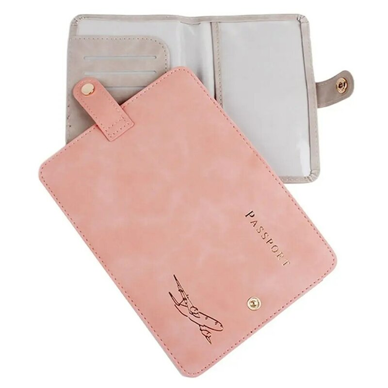 PU Leather Travel Passport Cover with Card Holder Fashion Simple Travel Document Credit Card Case Wallet Women Men