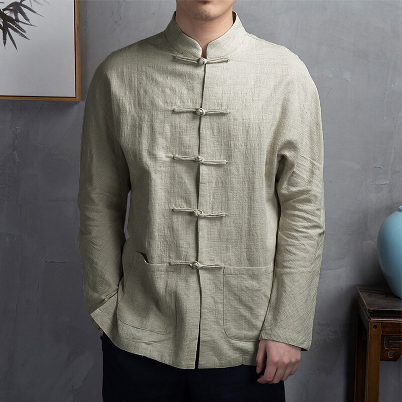 Męskie koszule w chińskim stylu Tradycyjne koszule i bluzki Kung Fu Tai Chi Garnitur Tang Uniform Kurtka Odzież dla mężczyzn