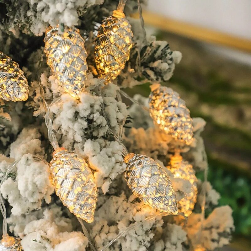 Guirxiété lumineuse cône enrichie de Noël, pendentif arbre, lumières dégradées, décor de fête, nouveau, 10/20 LED, 1.5m, 3m