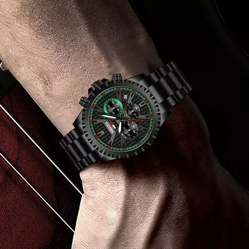 NIBOSI-Relógio quartzo cronógrafo de aço inoxidável masculino, relógio esportivo, moda de luxo, marca de topo, 2022