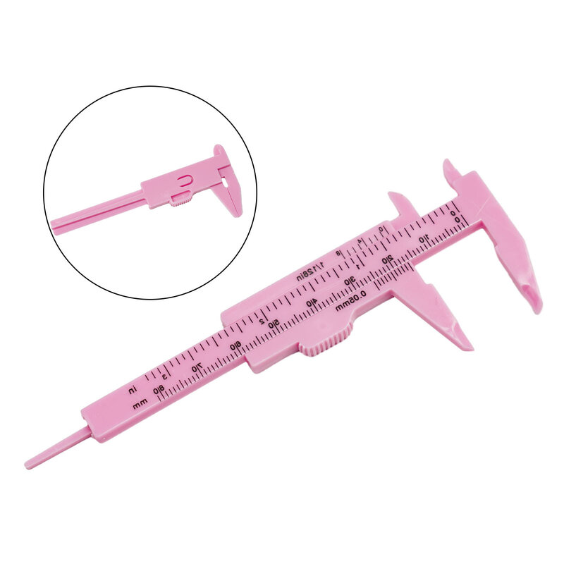 Calibradores para medir la profundidad, herramienta práctica de plástico a prueba de óxido, deslizamiento Vernier de doble regla, color rosa y rojo