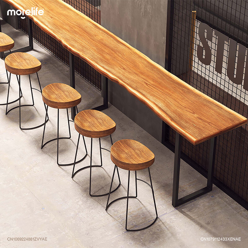Kreative Massivholz Kissen Bar Stühle Eisen halterung Theken hocker Insel Tisch Esszimmers tuhl Küche hochb einige Hocker Möbel
